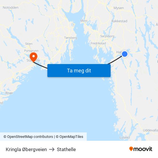 Kringla Øbergveien to Stathelle map