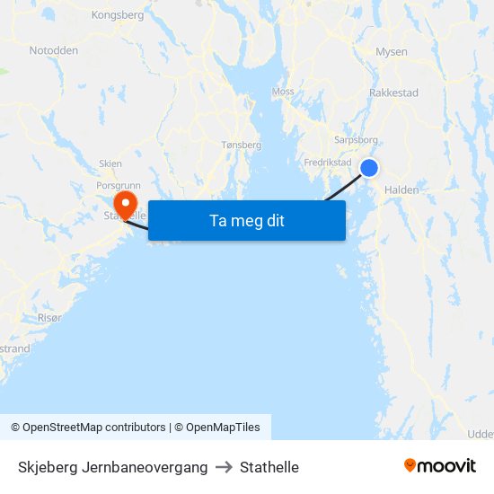 Skjeberg Jernbaneovergang to Stathelle map