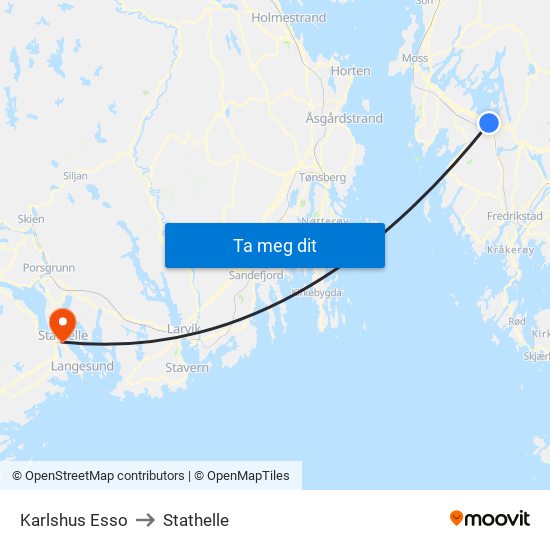 Karlshus Esso to Stathelle map