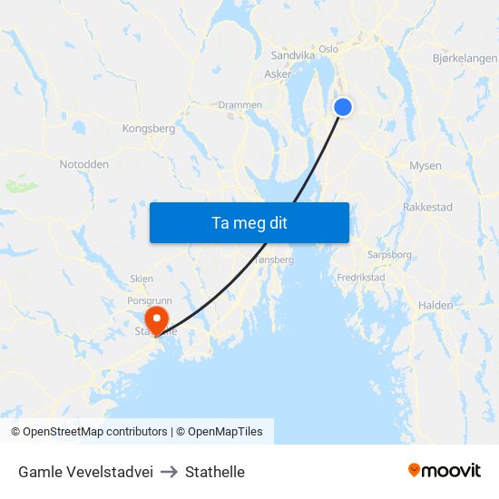 Gamle Vevelstadvei to Stathelle map
