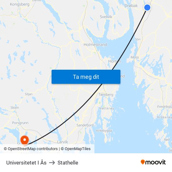 Universitetet I Ås to Stathelle map