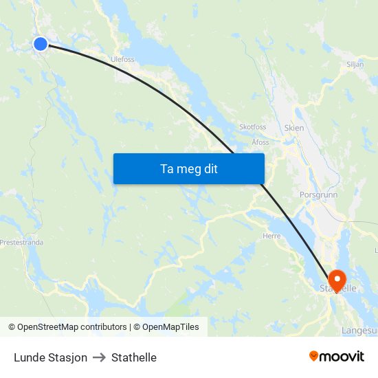 Lunde Stasjon to Stathelle map