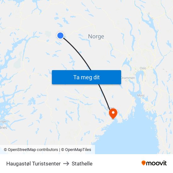 Haugastøl Turistsenter to Stathelle map
