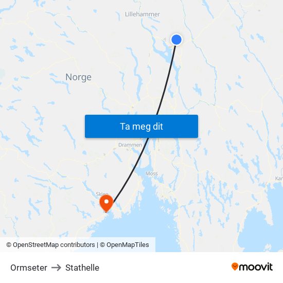 Ormseter to Stathelle map