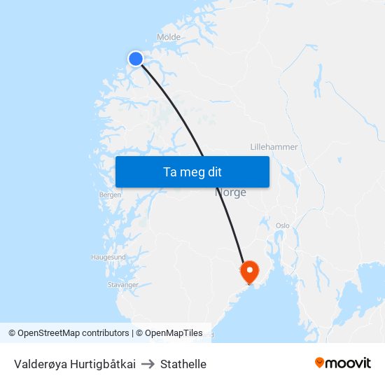Valderøya Hurtigbåtkai to Stathelle map