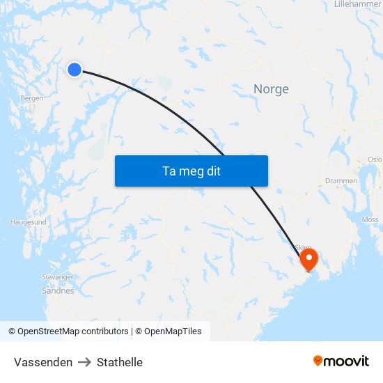 Vassenden to Stathelle map