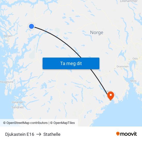 Djukastein E16 to Stathelle map