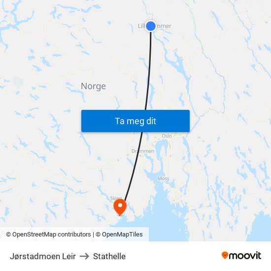 Jørstadmoen Leir to Stathelle map