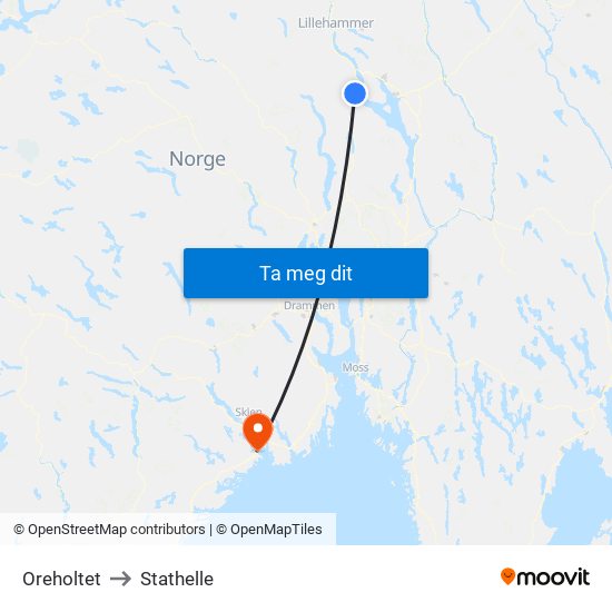 Oreholtet to Stathelle map