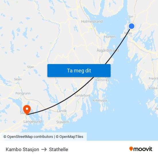 Kambo Stasjon to Stathelle map