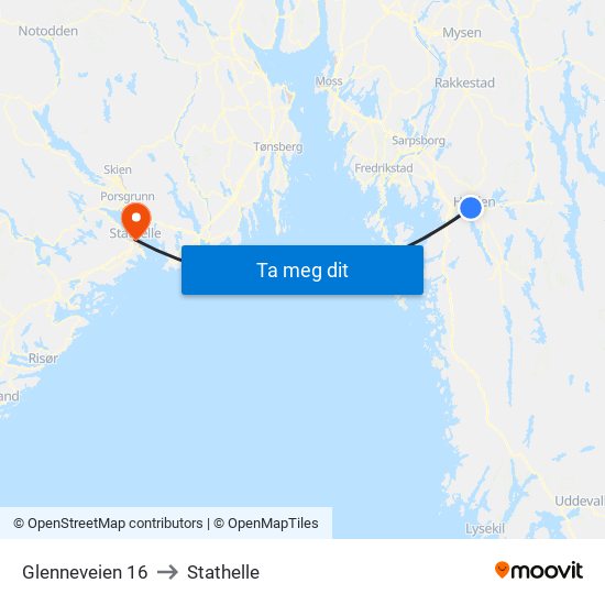 Glenneveien 16 to Stathelle map