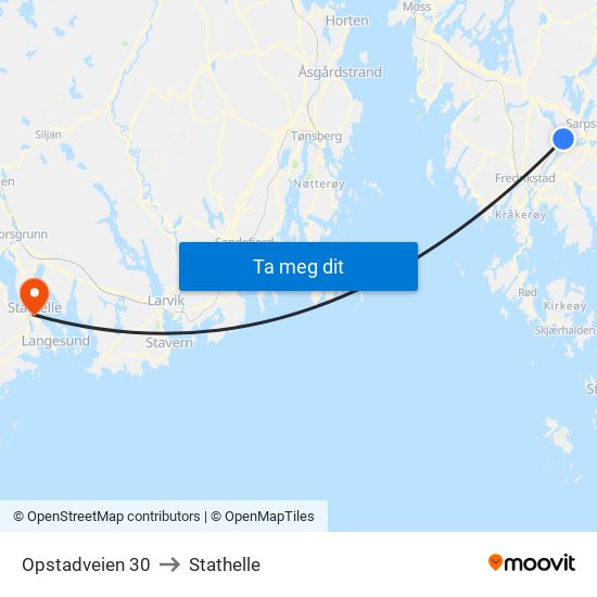 Opstadveien 30 to Stathelle map