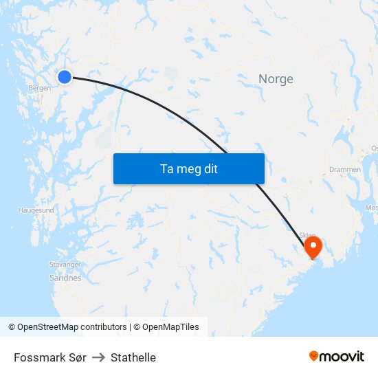 Fossmark Sør to Stathelle map