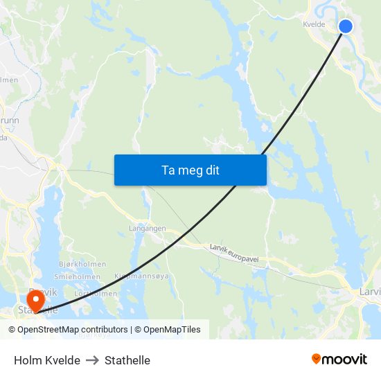 Holm Kvelde to Stathelle map