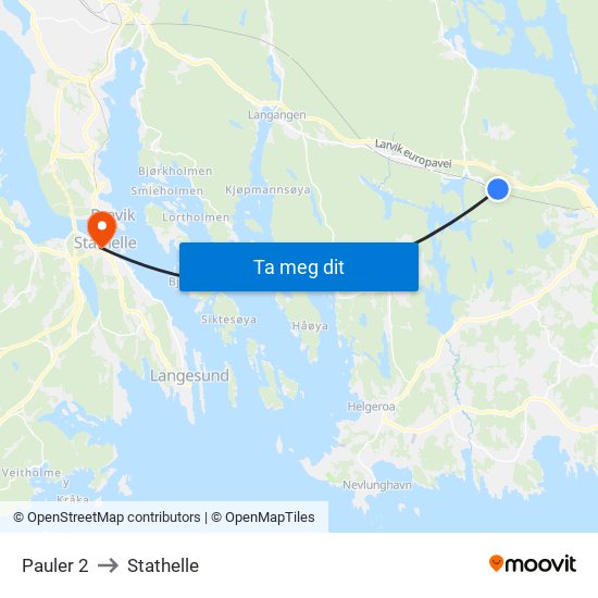 Pauler 2 to Stathelle map