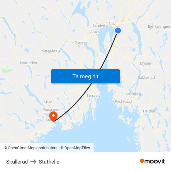 Skullerud to Stathelle map