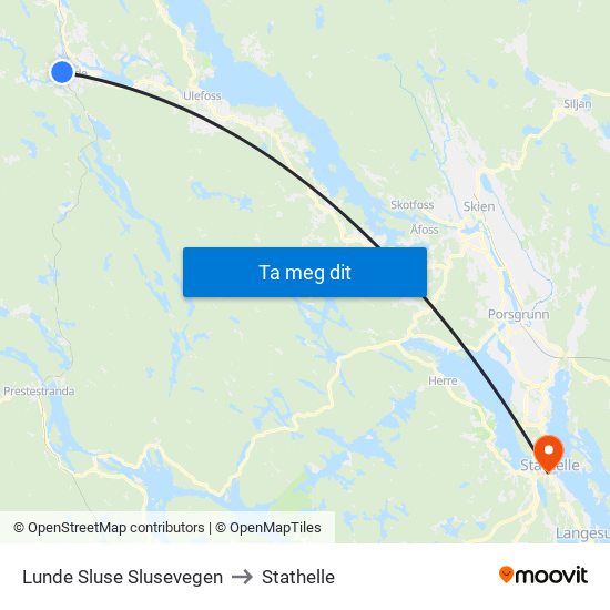Lunde Sluse Slusevegen to Stathelle map
