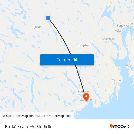 Bakkå Kryss to Stathelle map