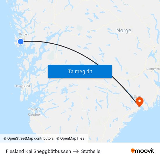 Flesland Kai Snøggbåtbussen to Stathelle map