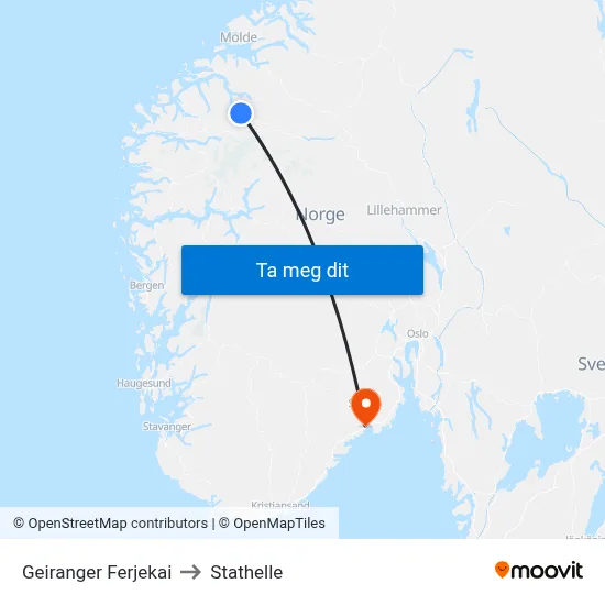 Geiranger Ferjekai to Stathelle map