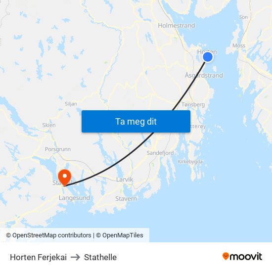 Horten Ferjekai to Stathelle map