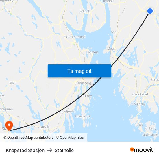 Knapstad Stasjon to Stathelle map