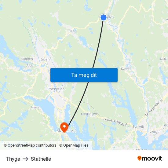 Thyge to Stathelle map