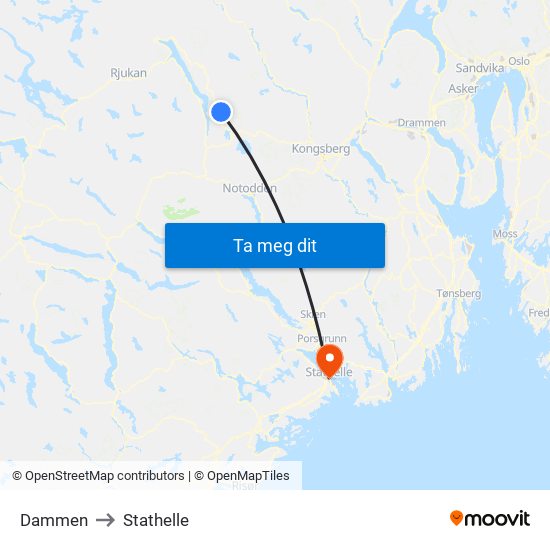 Dammen to Stathelle map