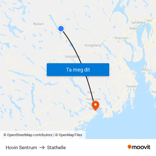 Hovin Sentrum to Stathelle map