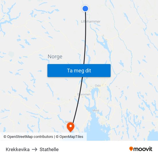 Krekkevika to Stathelle map