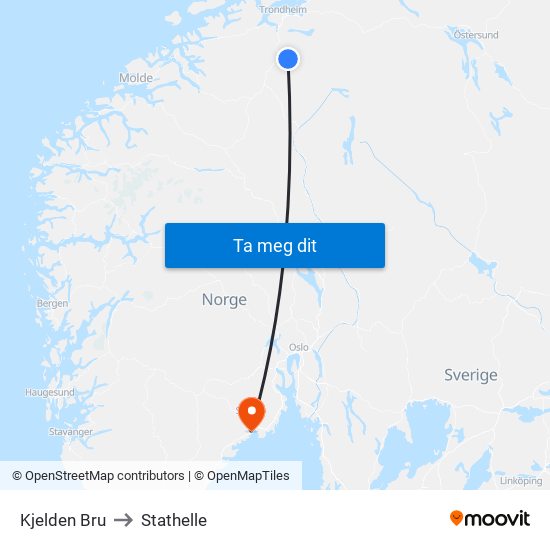 Kjelden Bru to Stathelle map