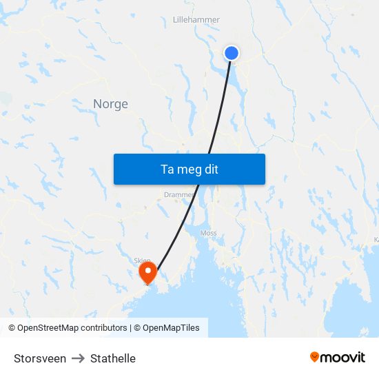 Storsveen to Stathelle map