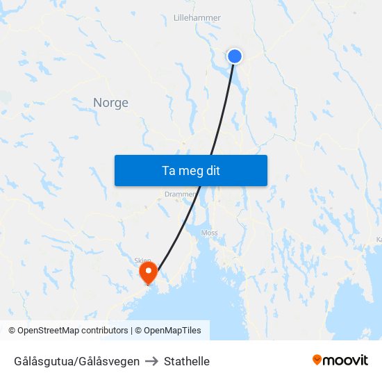 Gålåsgutua/Gålåsvegen to Stathelle map
