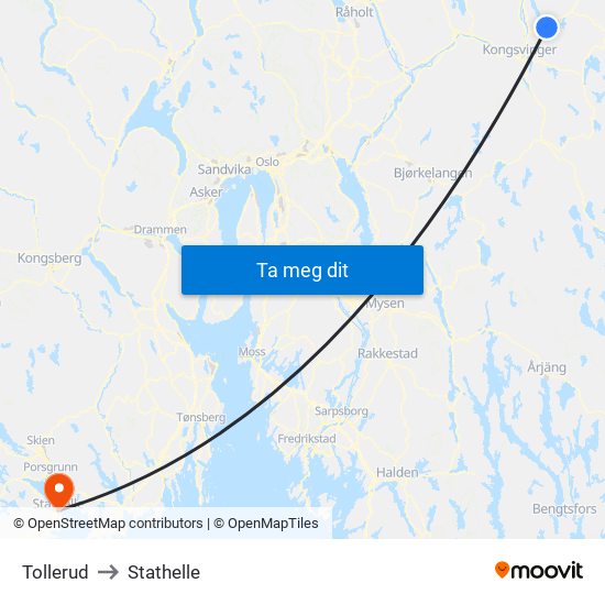 Tollerud to Stathelle map