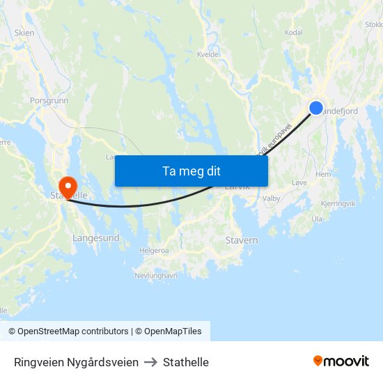 Ringveien Nygårdsveien to Stathelle map