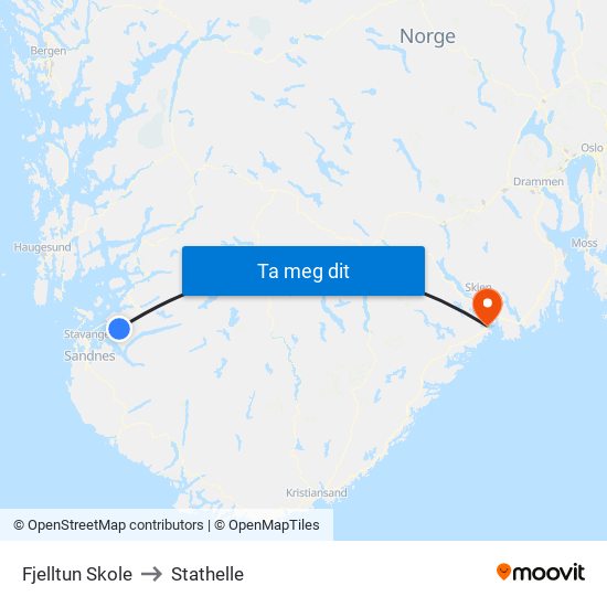 Fjelltun Skole to Stathelle map