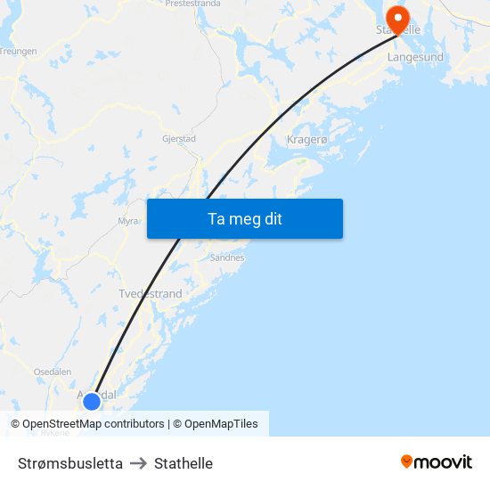 Strømsbusletta to Stathelle map