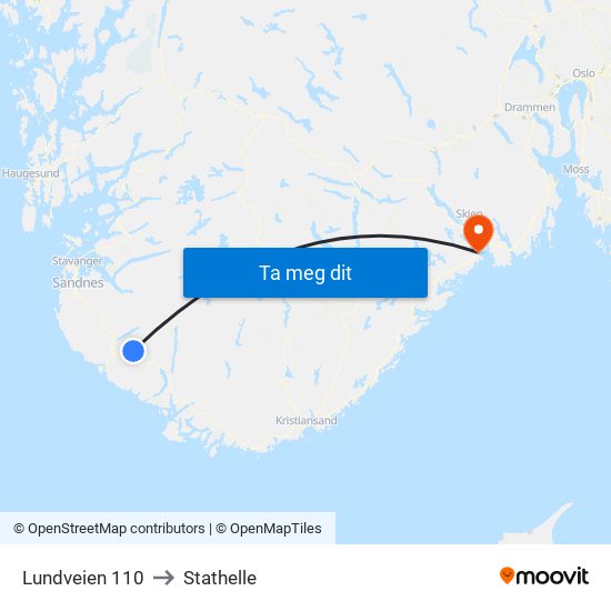 Lundveien 110 to Stathelle map
