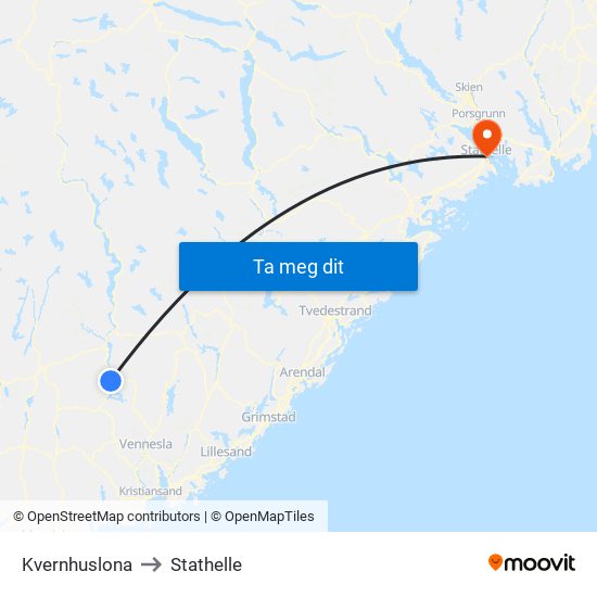 Kvernhuslona to Stathelle map