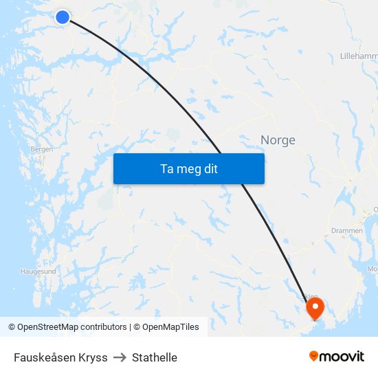 Fauskeåsen Kryss to Stathelle map