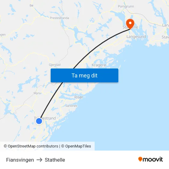 Fiansvingen to Stathelle map
