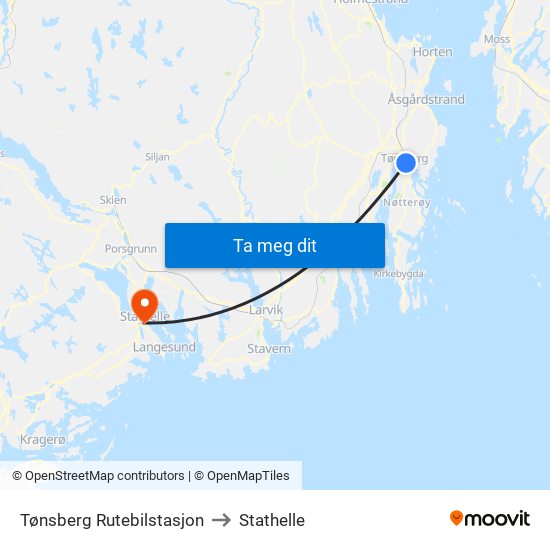 Tønsberg Rutebilstasjon to Stathelle map