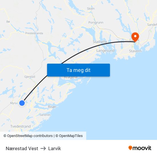 Nærestad Vest to Larvik map