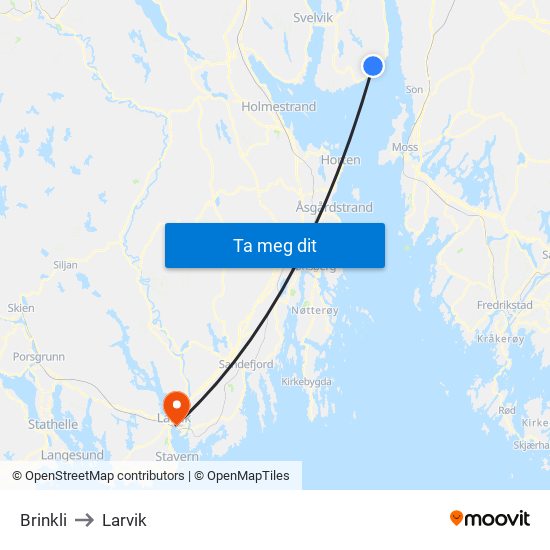 Brinkli to Larvik map