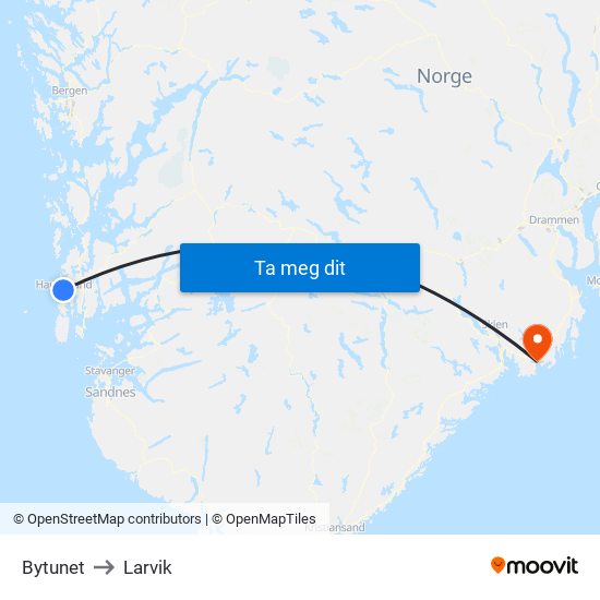 Bytunet to Larvik map