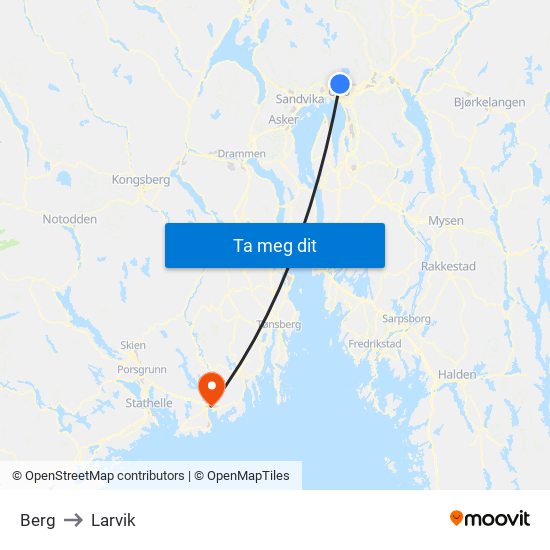 Berg to Larvik map