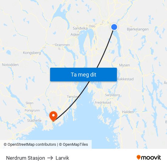 Nerdrum Stasjon to Larvik map