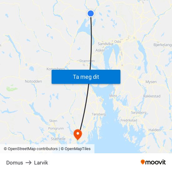 Domus to Larvik map