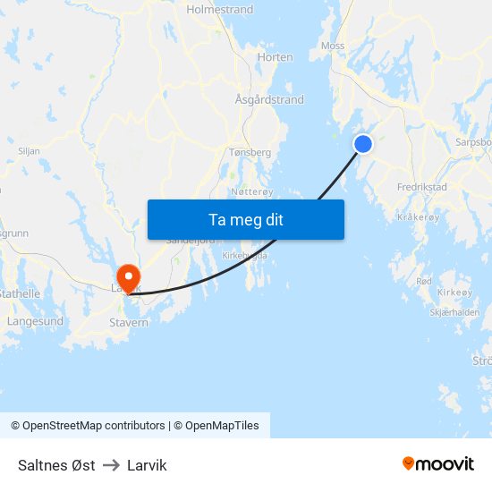 Saltnes Øst to Larvik map