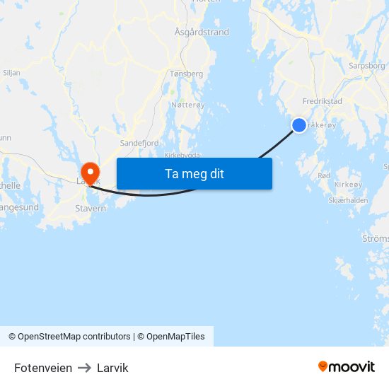 Fotenveien to Larvik map